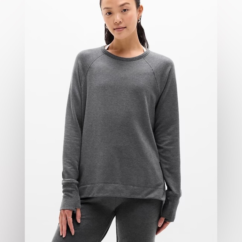 Athleta Coaster Luxe Recover Sweatshirt- charcoal Heathered Grey size xxs ☀️